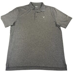 Callaway Golf Polo Shirt Mens Large Gray Heather Stretch Performance Opti Dri